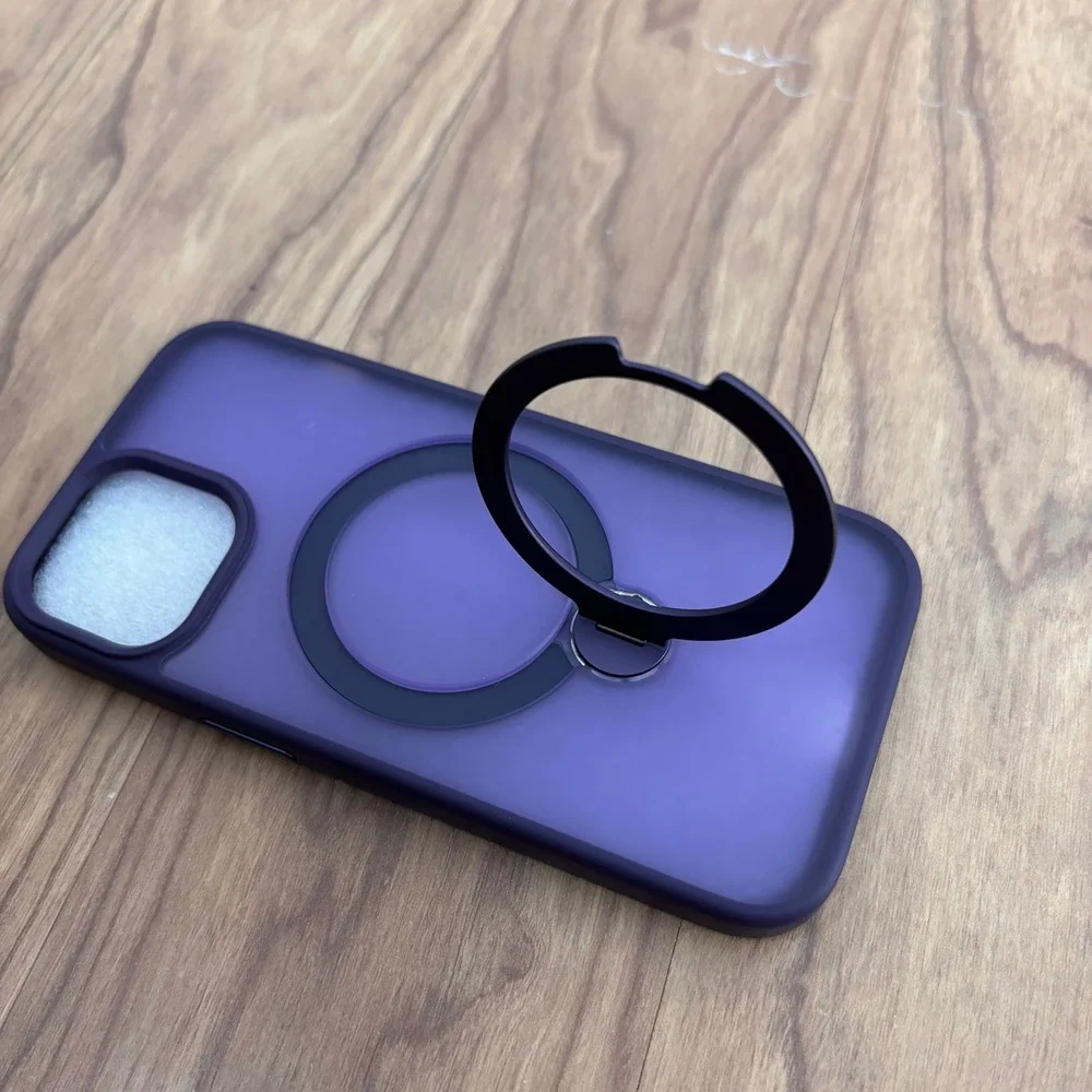 CACOE Magnetic Phone Case iPhone 15‎ Dark Purple MagSafe Rotating Ring Stand NEW